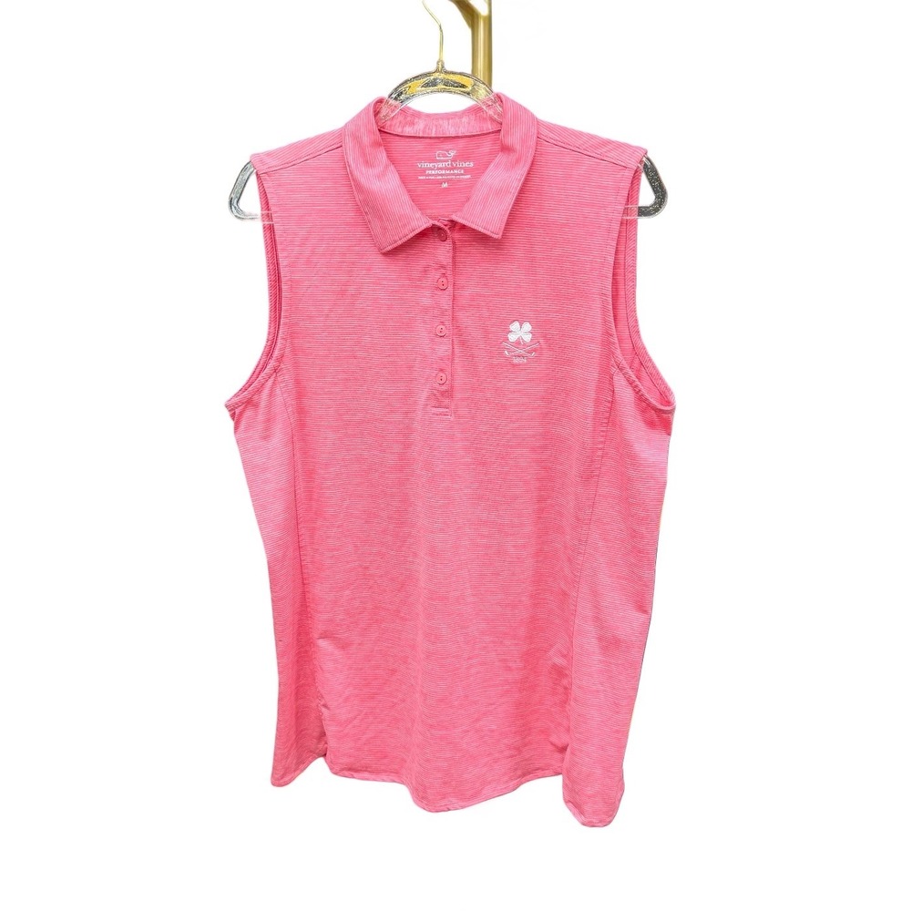 Vineyard Vines Performance Womens Medium Coral Pink Sleeveless Golf Polo Shirt - Picture 2 of 13